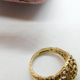 9ct Yellow Gold Textured Pattern Honeycomb Band Ring 1982 Birmingham Vintage