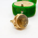 9ct Yellow Gold Floral Pattern Citrine Set Fob Pendant Vintage 1961 London