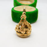 9ct Yellow Gold Floral Pattern Citrine Set Fob Pendant Vintage 1961 London