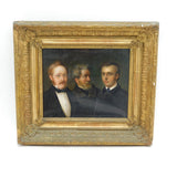 19th Century German School Oil on Canvas Triple Family Portrait Antique c1850s