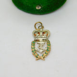 WWII 9ct Bi-Colour Gold & Enamel Royal Navy Sweetheart Pendant Antique c1940