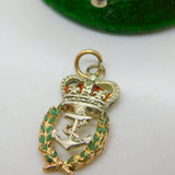 WWII 9ct Bi-Colour Gold & Enamel Royal Navy Sweetheart Pendant Antique c1940