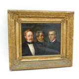 19th Century German School Oil on Canvas Triple Family Portrait Antique c1850s