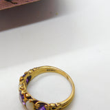 9ct Yellow Gold, Cabochon Opal & Amethyst Boat Ring Vintage 1972 London