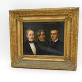 19th Century German School Oil on Canvas Triple Family Portrait Antique c1850s