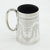 Victorian Sterling Silver Floral Pattern Christening Mug Antique 1889 London