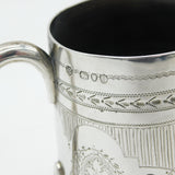 Victorian Sterling Silver Floral Pattern Christening Mug Antique 1889 London
