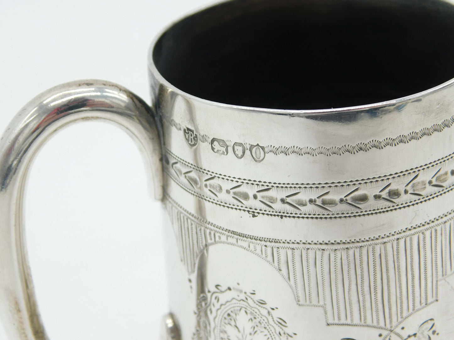 Victorian Sterling Silver Floral Pattern Christening Mug Antique 1889 London