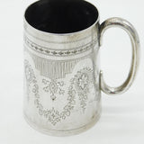 Victorian Sterling Silver Floral Pattern Christening Mug Antique 1889 London