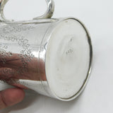 Victorian Sterling Silver Floral Pattern Christening Mug Antique 1889 London