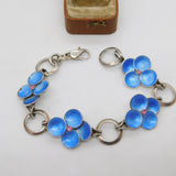 Bernard Instone Sterling Silver Blue Enamel Floral Bracelet Antique c1930 Deco