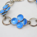 Bernard Instone Sterling Silver Blue Enamel Floral Bracelet Antique c1930 Deco