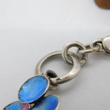 Bernard Instone Sterling Silver Blue Enamel Floral Bracelet Antique c1930 Deco