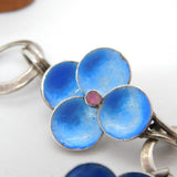 Bernard Instone Sterling Silver Blue Enamel Floral Bracelet Antique c1930 Deco