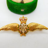 9ct Yellow Gold & Enamel RAF Wings Sweetheart Brooch Vintage 2002 Birmingham