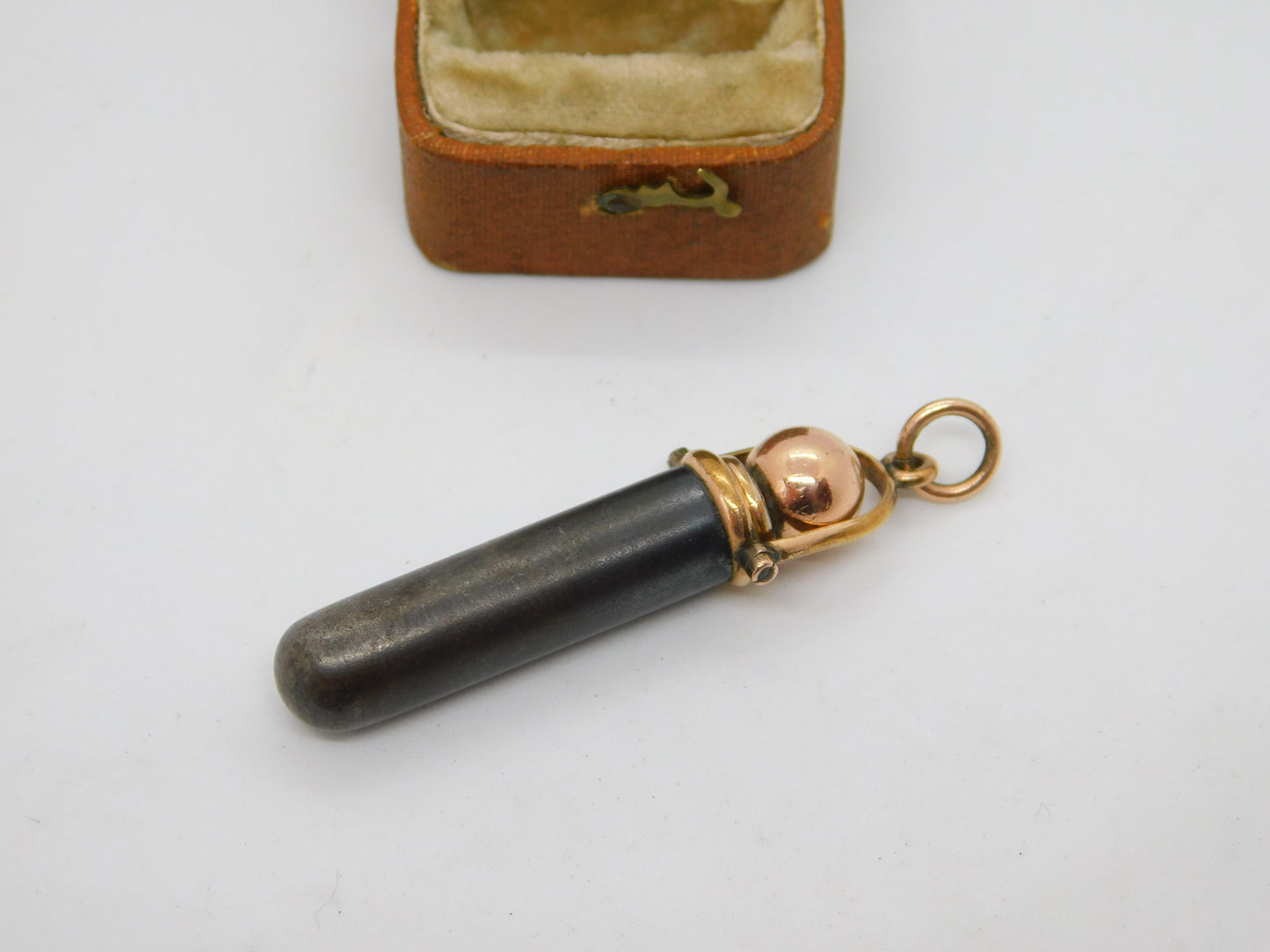 Victorian Rose Gold & Cut Steel Propelling Pencil Fob Pendant Antique c1880