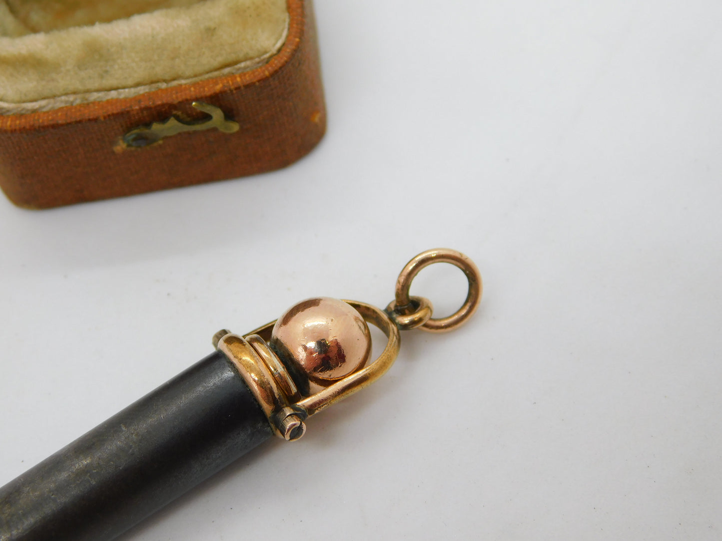 Victorian Rose Gold & Cut Steel Propelling Pencil Fob Pendant Antique c1880