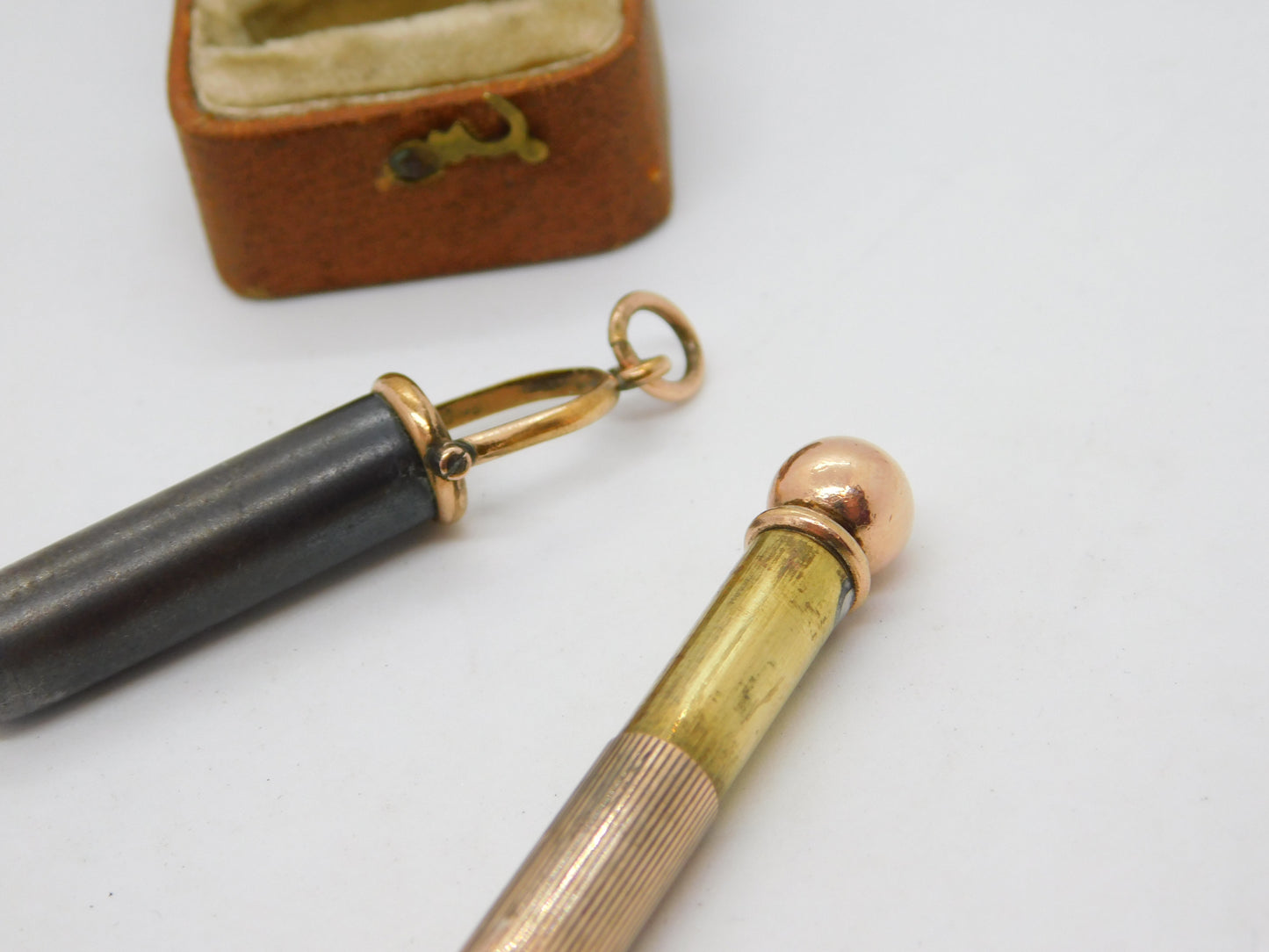 Victorian Rose Gold & Cut Steel Propelling Pencil Fob Pendant Antique c1880