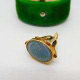 9ct Yellow Gold & Cabochon Doublet Opal Set Fob Pendant Vintage 1991 Birmingham