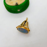 9ct Yellow Gold & Cabochon Doublet Opal Set Fob Pendant Vintage 1991 Birmingham