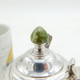 Irish Sterling Silver & Connemara Marble Mustard Pot Vintage 1967 Dublin