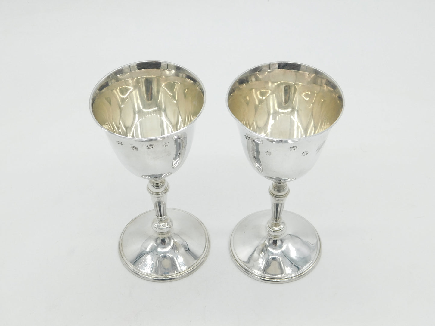 Elizabeth II Sterling Silver Wine Goblet or Chalice Pair Vintage 1975 Sheffield