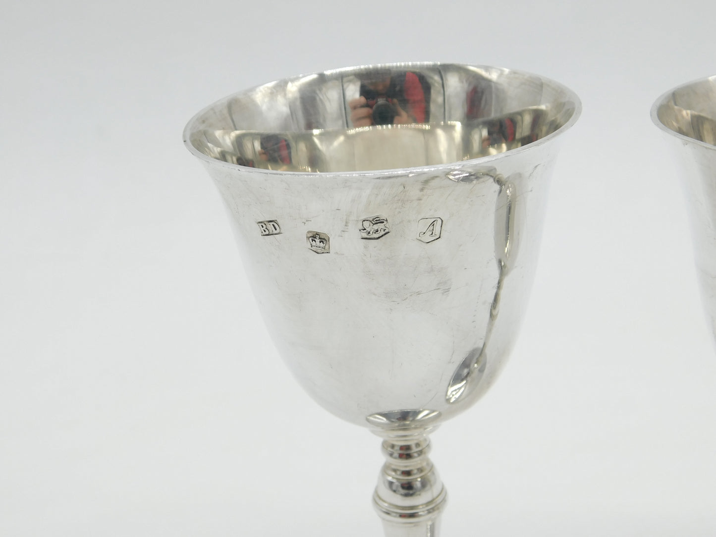 Elizabeth II Sterling Silver Wine Goblet or Chalice Pair Vintage 1975 Sheffield