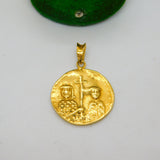 14ct Yellow Gold Ancient Byzantine Constantine Style Coin Pendant Vintage c1970