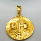 14ct Yellow Gold Ancient Byzantine Constantine Style Coin Pendant Vintage c1970