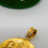 14ct Yellow Gold Ancient Byzantine Constantine Style Coin Pendant Vintage c1970
