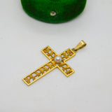 Edwardian 9ct Yellow Gold Pearl Set Floral Cross Pendant Antique c1910