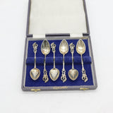 19th Century German .800 Silver Cherub Pattern Teaspoon Set Boxed Antique c1890