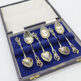 19th Century German .800 Silver Cherub Pattern Teaspoon Set Boxed Antique c1890