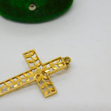 Edwardian 9ct Yellow Gold Pearl Set Floral Cross Pendant Antique c1910