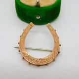 Victorian 9ct -Bi-Colour Gold Good Luck Horseshoe Brooch Antique 1890 Birmingham