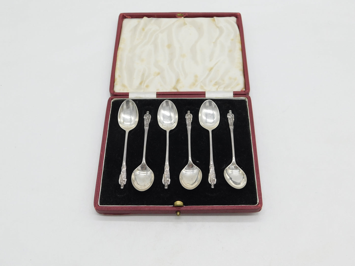 Edwardian Boxed Sterling Silver Apostle Teaspoon Set Antique 1906 Sheffield