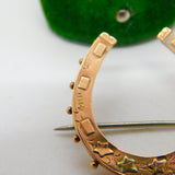 Victorian 9ct -Bi-Colour Gold Good Luck Horseshoe Brooch Antique 1890 Birmingham