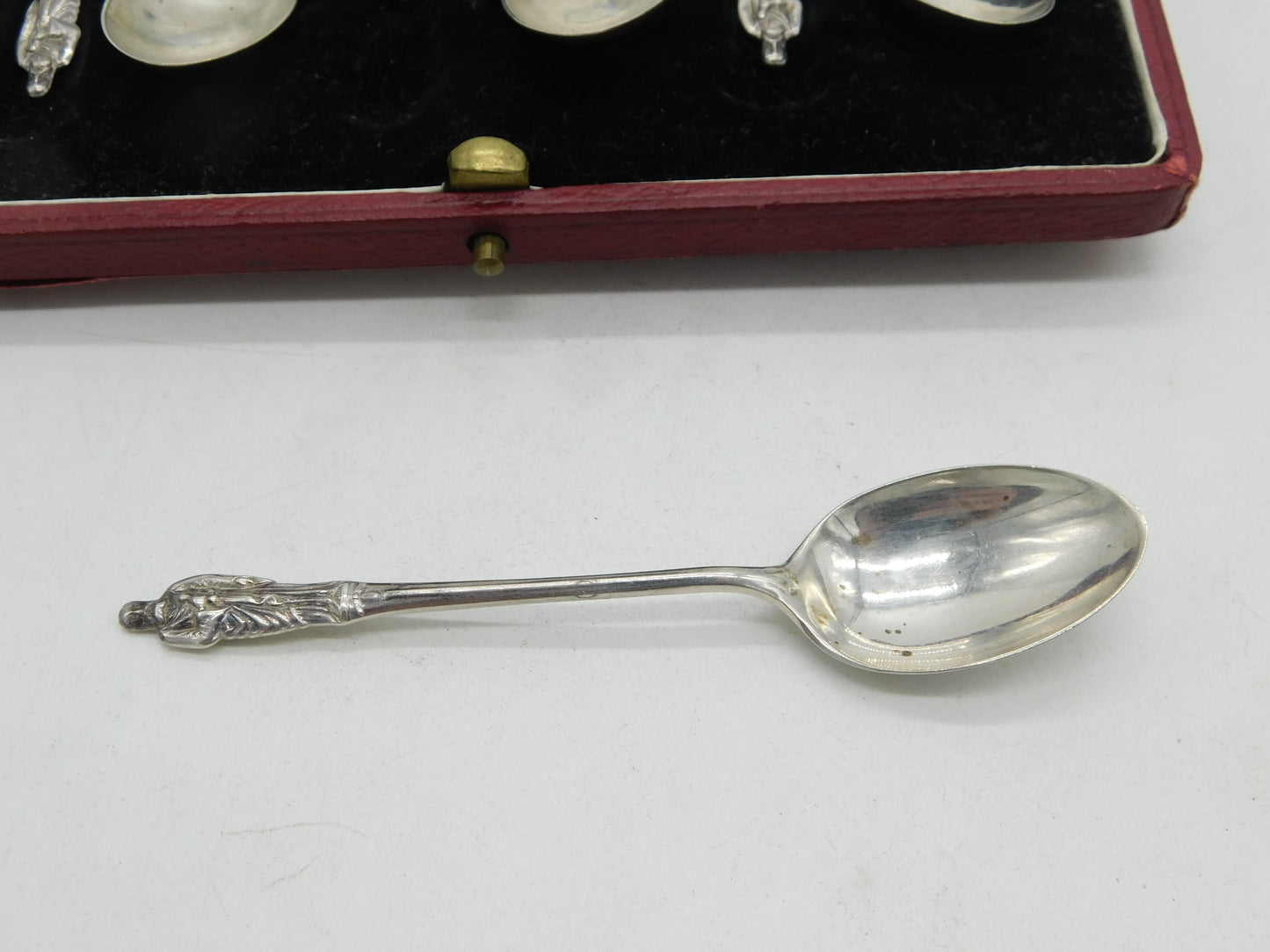 Edwardian Boxed Sterling Silver Apostle Teaspoon Set Antique 1906 Sheffield