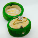 Victorian 18ct Yellow Gold Old Cut Diamond Daisy Floral Ring Antique c1890