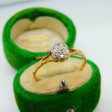 Victorian 18ct Yellow Gold Old Cut Diamond Daisy Floral Ring Antique c1890