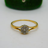 Victorian 18ct Yellow Gold Old Cut Diamond Daisy Floral Ring Antique c1890