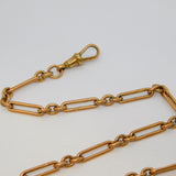 Victorian 9ct Rose Gold Trombone Link Albert Watch Chain or Necklace Antique c1890
