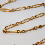 Victorian 9ct Rose Gold Trombone Link Albert Watch Chain or Necklace Antique c1890