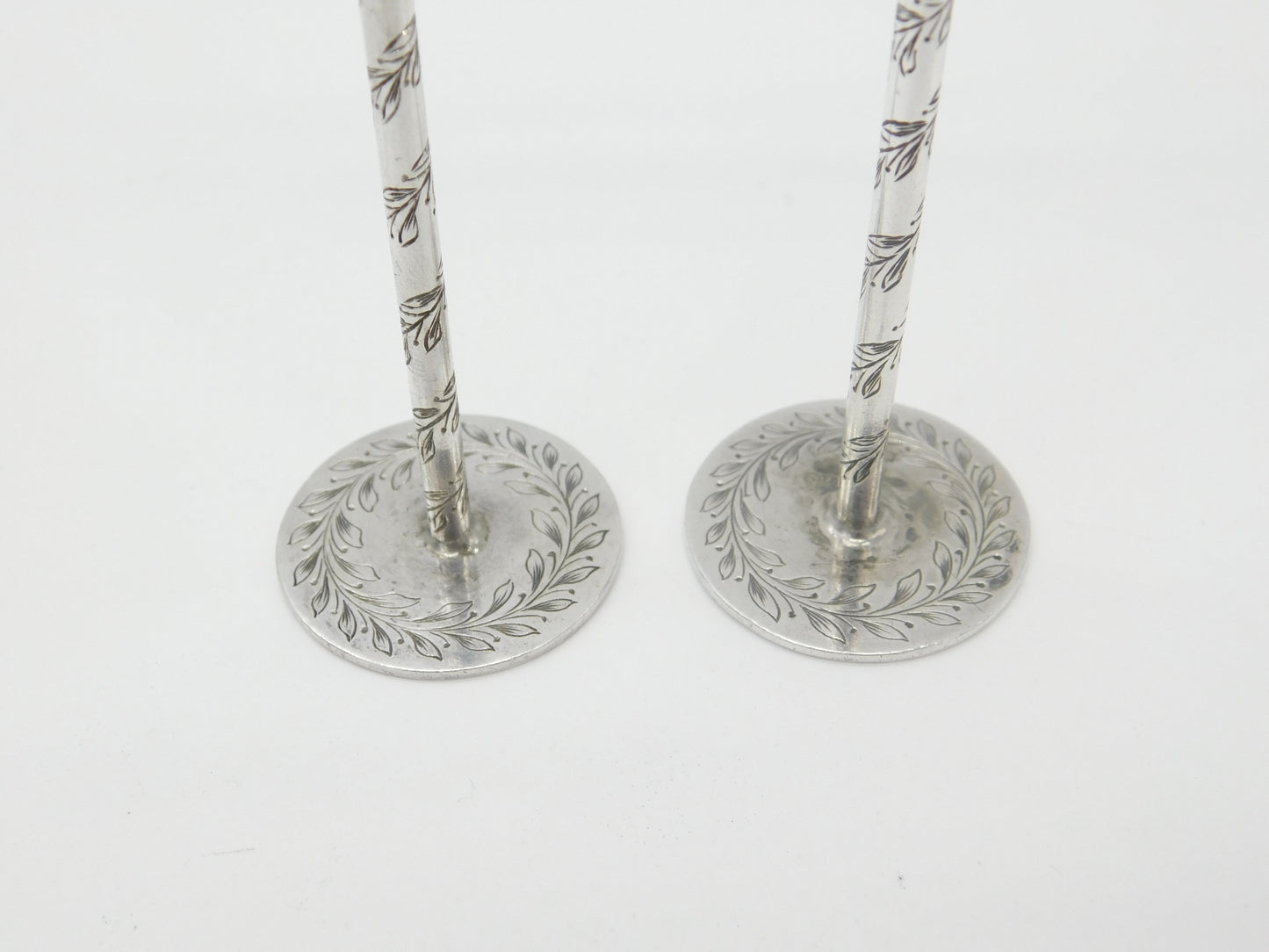 Pair of Victorian Sterling Silver Ice Crushers Antique 1846 Sheffield Floral Motif