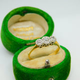 Victorian 18ct Yellow Gold & 0.2ct Diamond Three Stone Dress Ring Antique c1890
