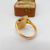 Victorian 9ct Gold, Turquoise & Pearl Hair Set Mourning Ring Antique c1840