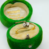 Victorian 18ct Yellow Gold 0.1ct Diamond Crossover Ring Antique c1890