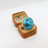 9ct Yellow Gold Natural Turquoise Statement Ring Antique c1930 Art Deco