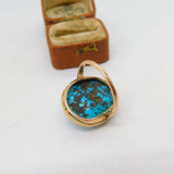 9ct Yellow Gold Natural Turquoise Statement Ring Antique c1930 Art Deco