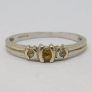 9ct White Gold, Citrine & Spinel Dress Ring Vintage 2006 Birmingham